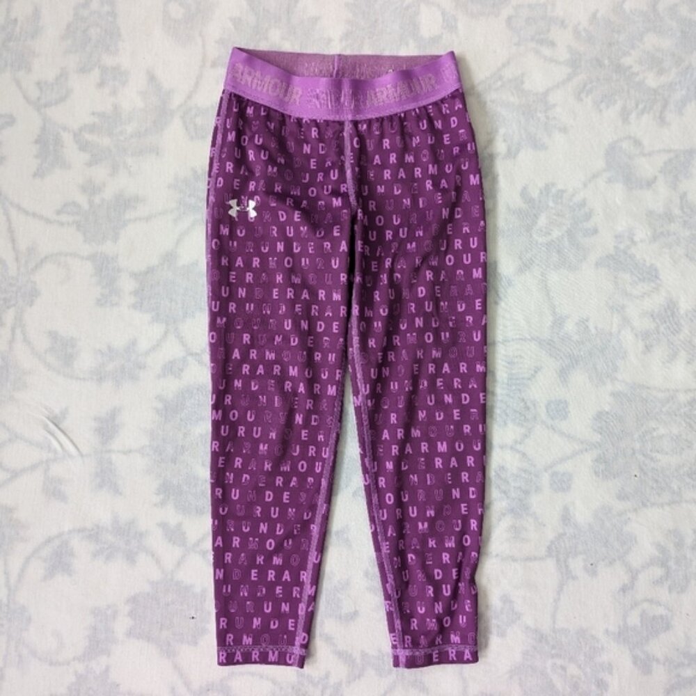 Under Armour logo print leggings youth size Medium 7T 8T